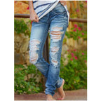Damen Ripped Jeans im lässigen Urbanstyle mit ausgefransten Säumen