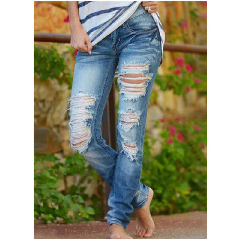 Damen Ripped Jeans im lässigen Urbanstyle mit ausgefransten Säumen