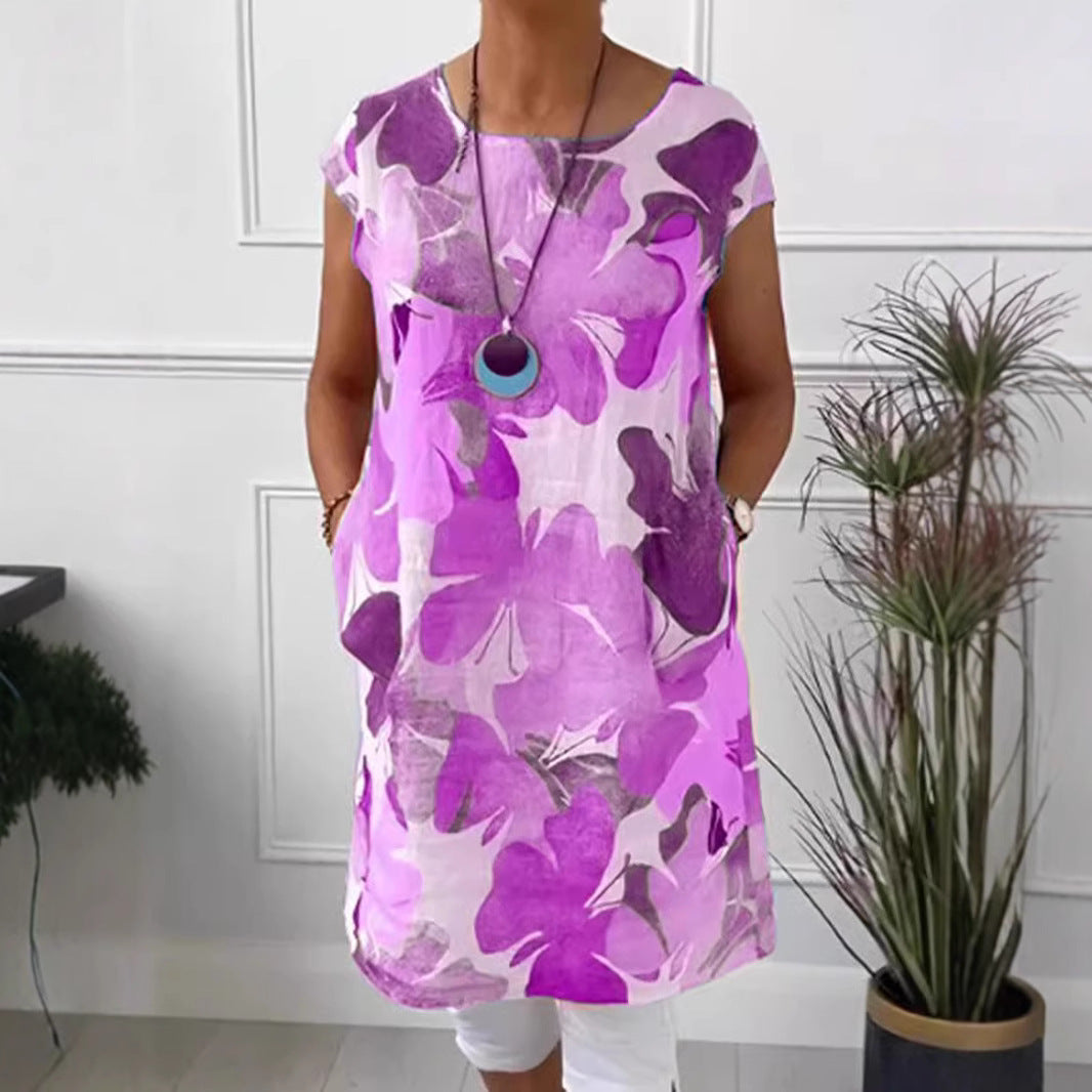 Damen Leichtes Strandkleid mit floralem Muster und Taschen R&B