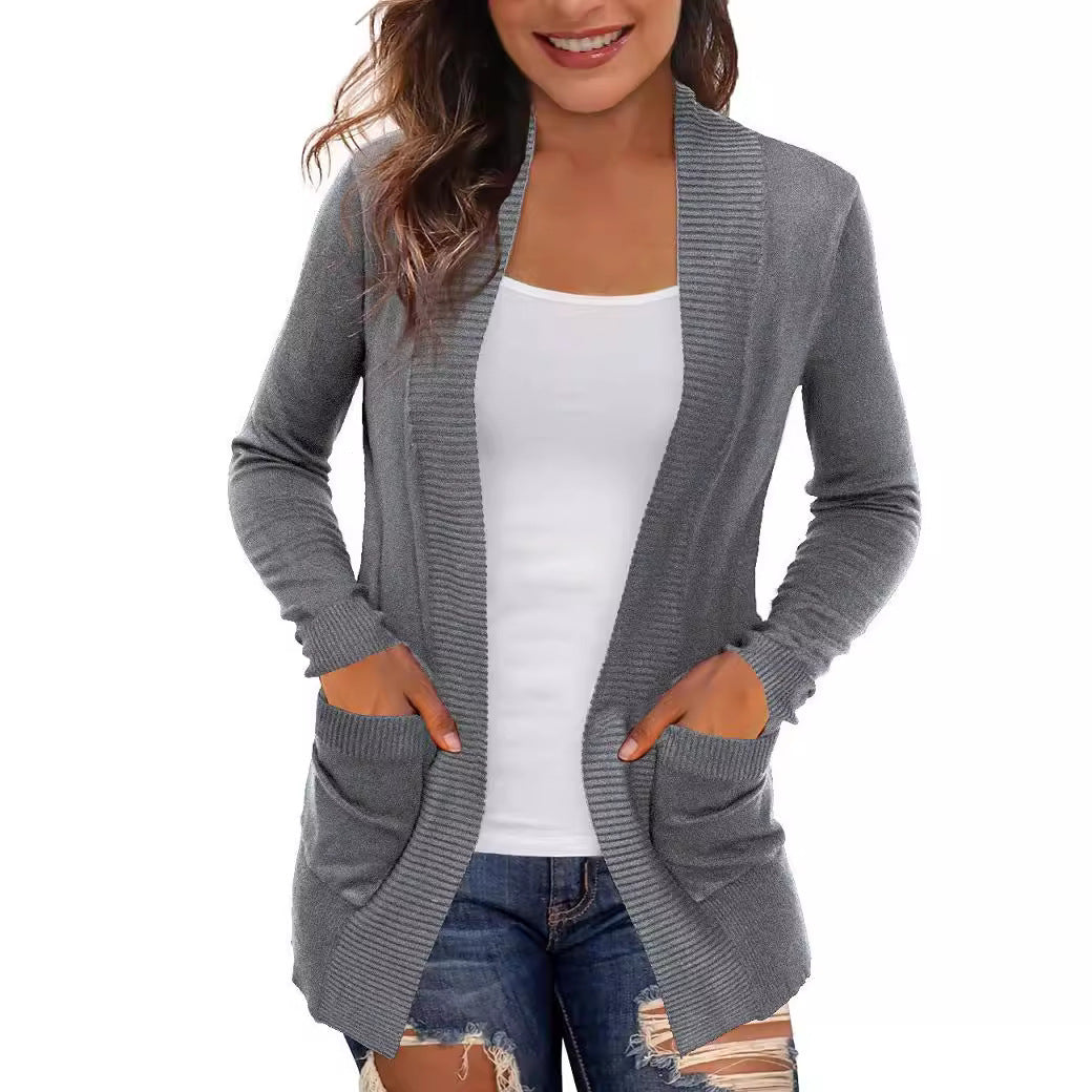 Damen Langärmliger Strickmantel R&B