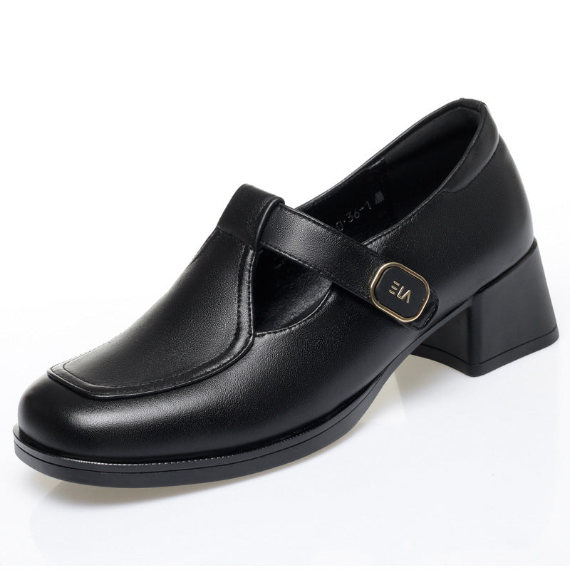 Damen Mary Jane Schuhe mit komfortablem Blockabsatz und modischem Schnallenakzent R&B