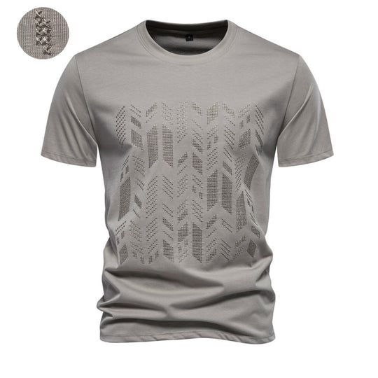 Herren nan Rundhalsshirt aus Baumwollmix mit geometrischer Laserperforation und geradem Schnitt R&B