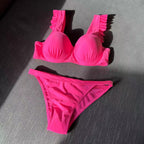 Damen Designer-Bikini mit Rüschen-Details und gepolstertem Oberteil R&B