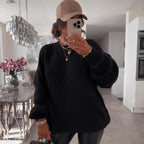 Damen Strickpullover mit voluminösen Ärmeln und feiner Struktur R&B