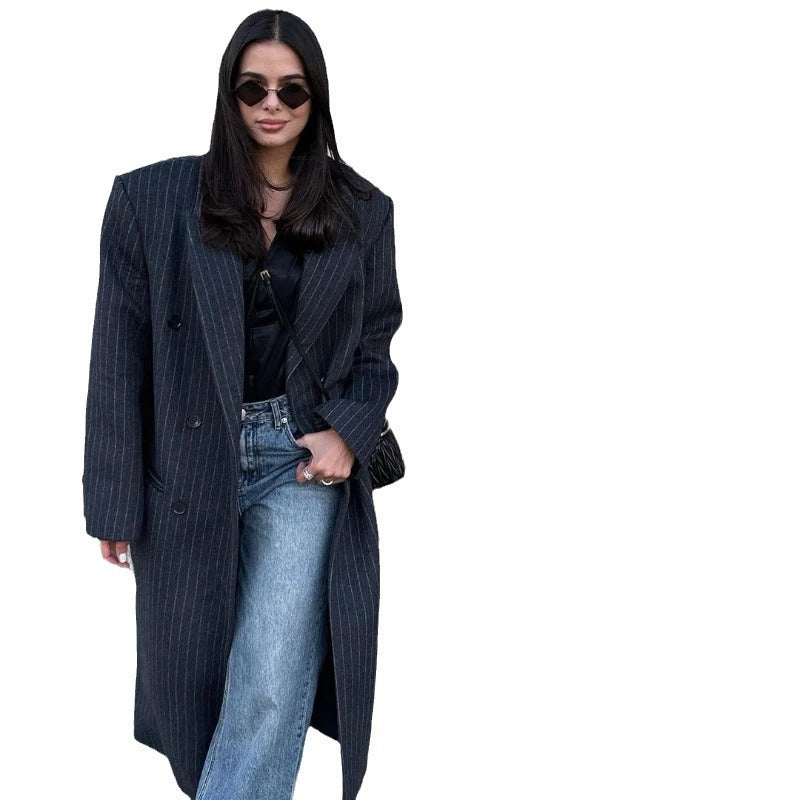 Damen Oversized Mantel mit Nadelstreifen R&B