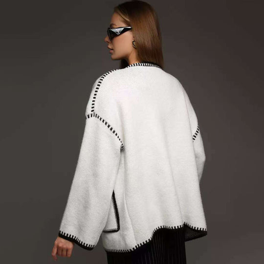 Damen Strickjacke mit weitem Schnitt und dekorativem Gürtel R&B