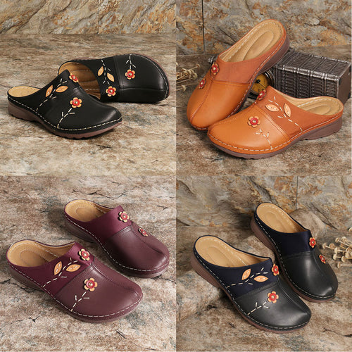 Damen Clogs mit floralem Applikationsdesign und rutschfester Sohle R&B