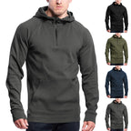 Herren Sportiver Hoodie mit halbem Reißverschluss und praktischer Kängurutasche R&B
