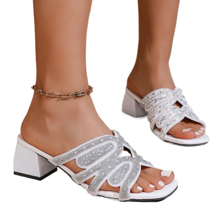 Damen Elegante Sandaletten mit glitzernden Riemen R&B
