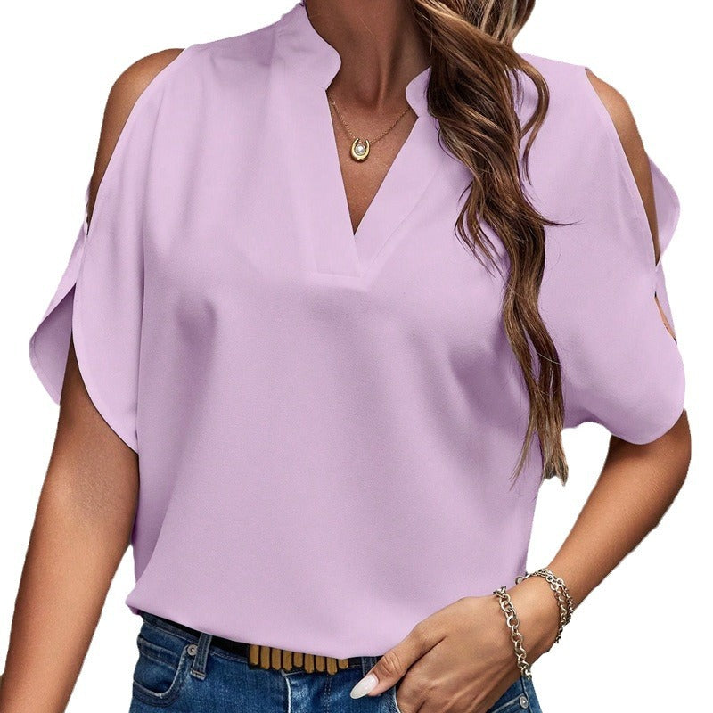 Damen elegante Bluse mit Cut-Out-Ärmeln