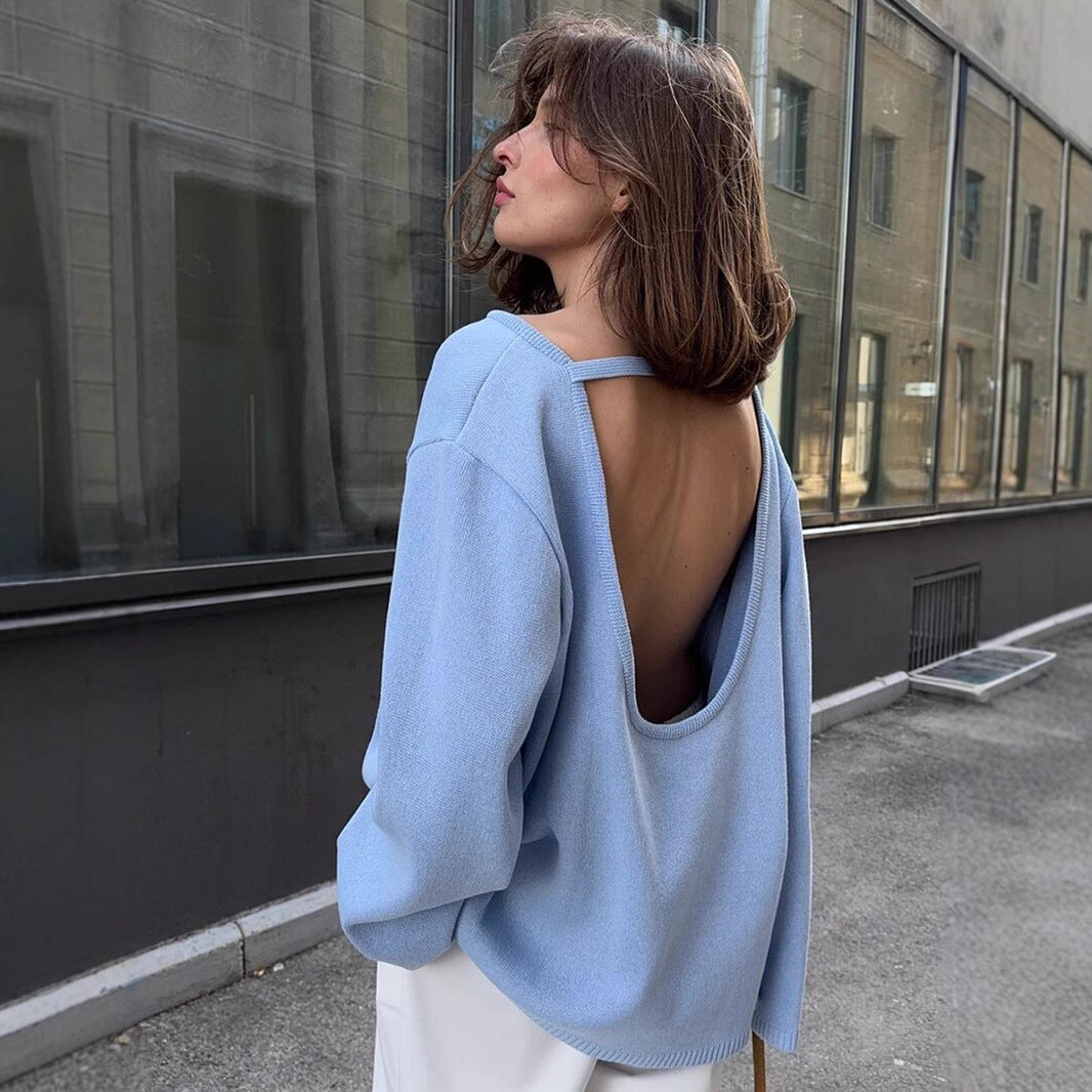 Damen Lässiger Strickpullover mit weitem Schnitt R&B
