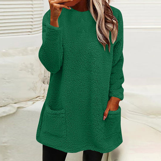 Damen Kuscheliger Fleece-Pullover mit praktischen Taschen und weitem Schnitt R&B