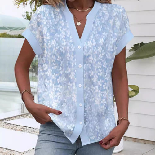Damen Blusentop mit floralem Muster und kurzen Ärmeln Heidi-Mode