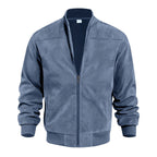 Herren nan Velourslederoptik Bomberjacke mit Stehkragen und elastischen Bündchen R&B