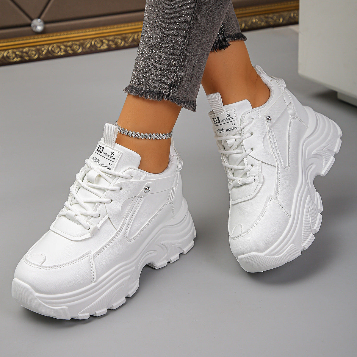 Damen Sneakers mit komfortabler dicker Sohle und atmungsaktivem Obermaterial R&B