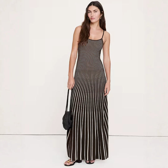 Damen nan elegantes Maxikleid im Unterkleid-Stil mit Spaghettiträgern, tailliertem Schnitt und weitem Saum R&B