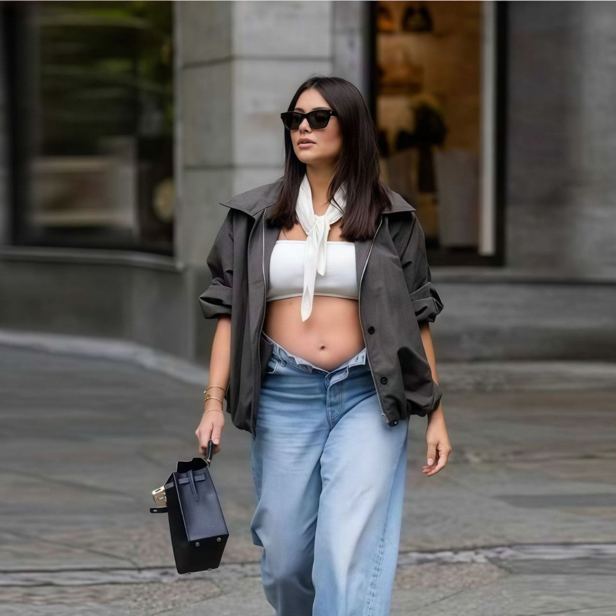 Damen Trendige oversized Utility-Jacke mit seitlichem Reißverschluss und lässigem Schnitt R&B