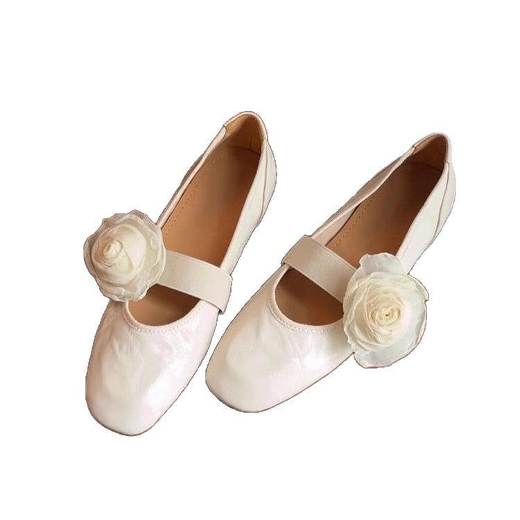 Damen Ballerina-Schuhe mit floralem Applikationsdesign und verstellbarem Riemen R&B