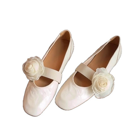 Damen Ballerina-Schuhe mit floralem Applikationsdesign und verstellbarem Riemen R&B