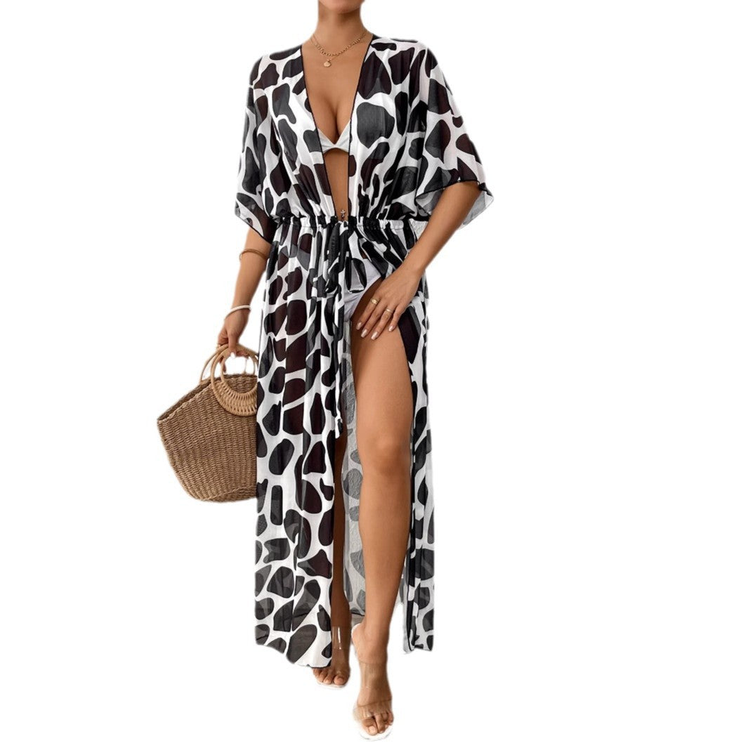 Damen modischer Strandkaftan mit seitlichem Kordelzug R&B