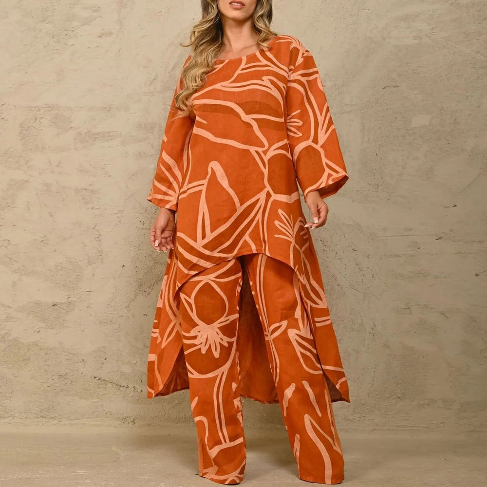 Damen Lässiges Tunika- und Hosen-Set mit floralem Muster R&B