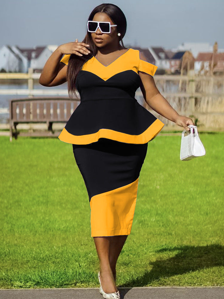 Damen Figurbetontes Peplum-Kleid R&B