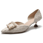 Damen modische Slingback-Pumps mit elegantem Perlenschmuck