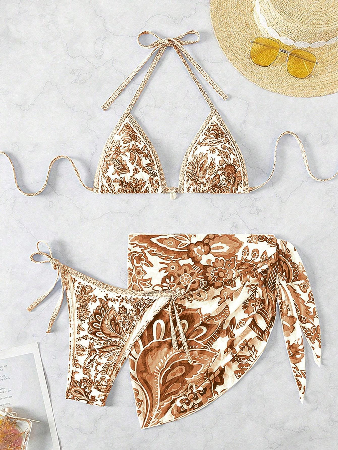 Damen Triangel-Bikini-Set mit elegantem Wickelrock R&B
