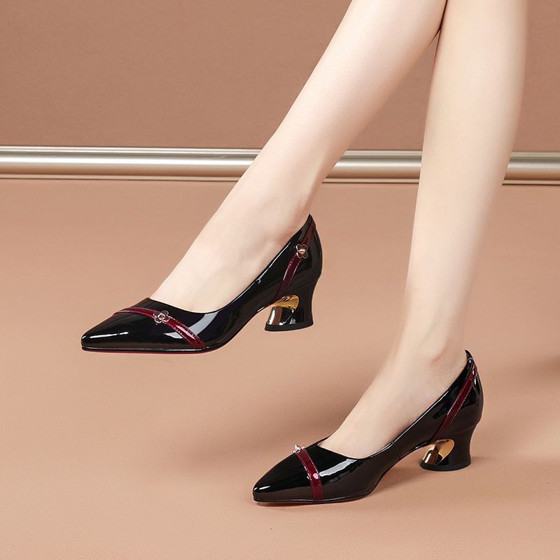 Damen elegante Pumps mit modischem Absatz und verzierter Schnalle R&B