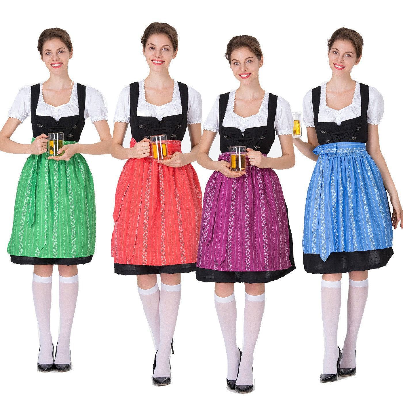 Damen Trachtenkleid mit eleganter Schürze und verspielten Rüschenkanten R&B