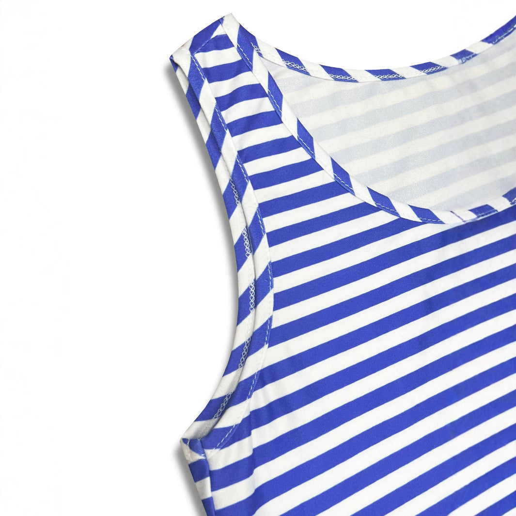 Damen Sommerliches Streifenkleid mit voluminösem Rüschensaum R&B