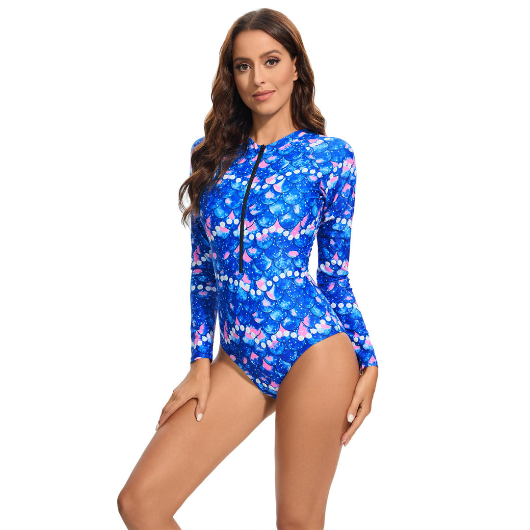 Damen Sportlicher Langarm-Badeanzug mit UV-Schutz R&B
