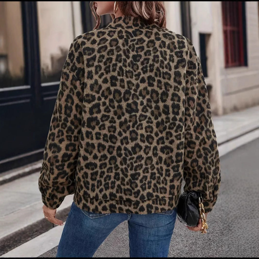 Damen Fleecejacke im trendigen Leopardenmuster R&B