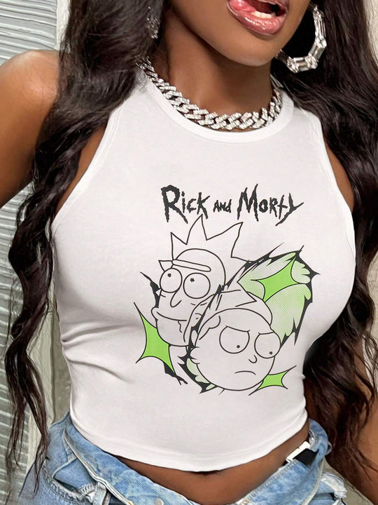 Damen Crop-Top mit mutigem Statement-Druck R&B