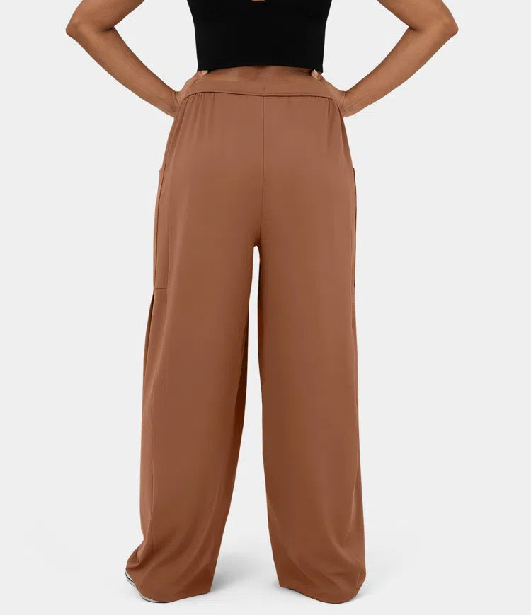 Damen Weite Freizeit-Hose mit elastischem Bund und praktischen Taschen R&B