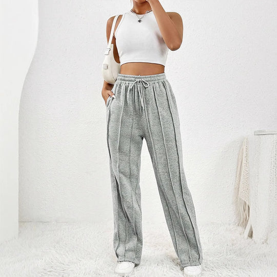 Damen lässige Plissee-Hose mit elastischem Bund R&B