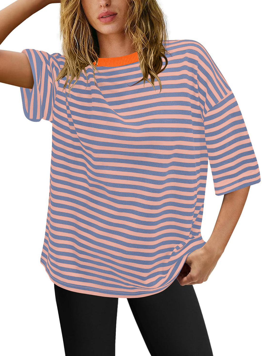 Damen Übergrößen T-Shirt mit Streifenmuster R&B
