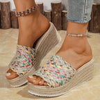Damen Wedge-Pantoletten mit geflochtenem Obermaterial und komfortabler Sohle R&B