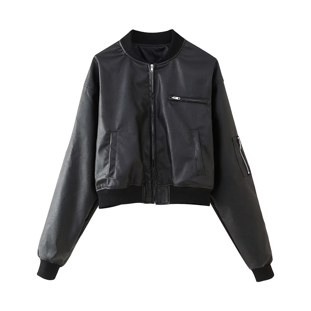 Damen modische Bomberjacke im lässigen Look mit praktischen Taschen R&B