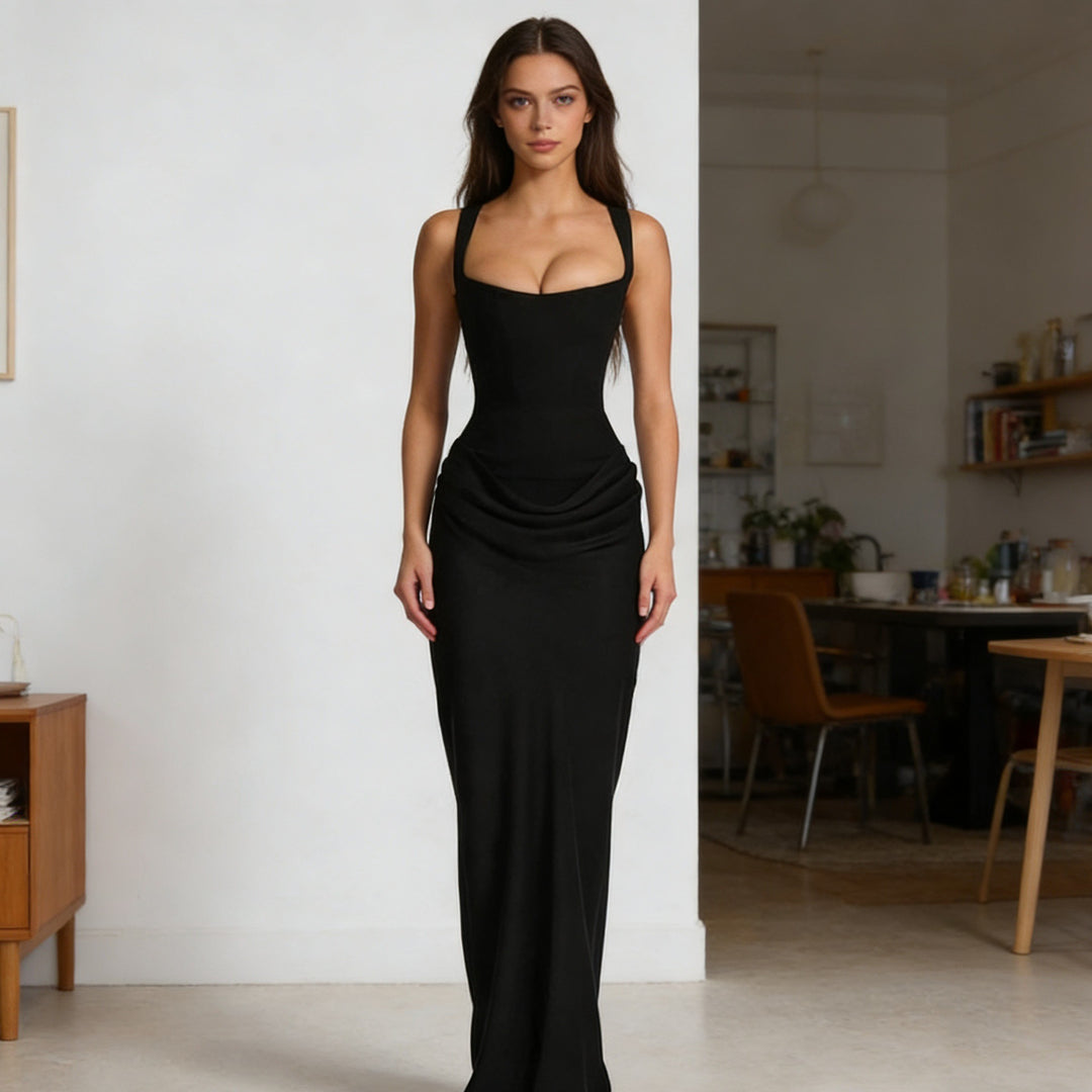 Damen Elegantes Wickelkleid mit schulterfreien Trägern und raffiniertem Drapierungsdetail R&B
