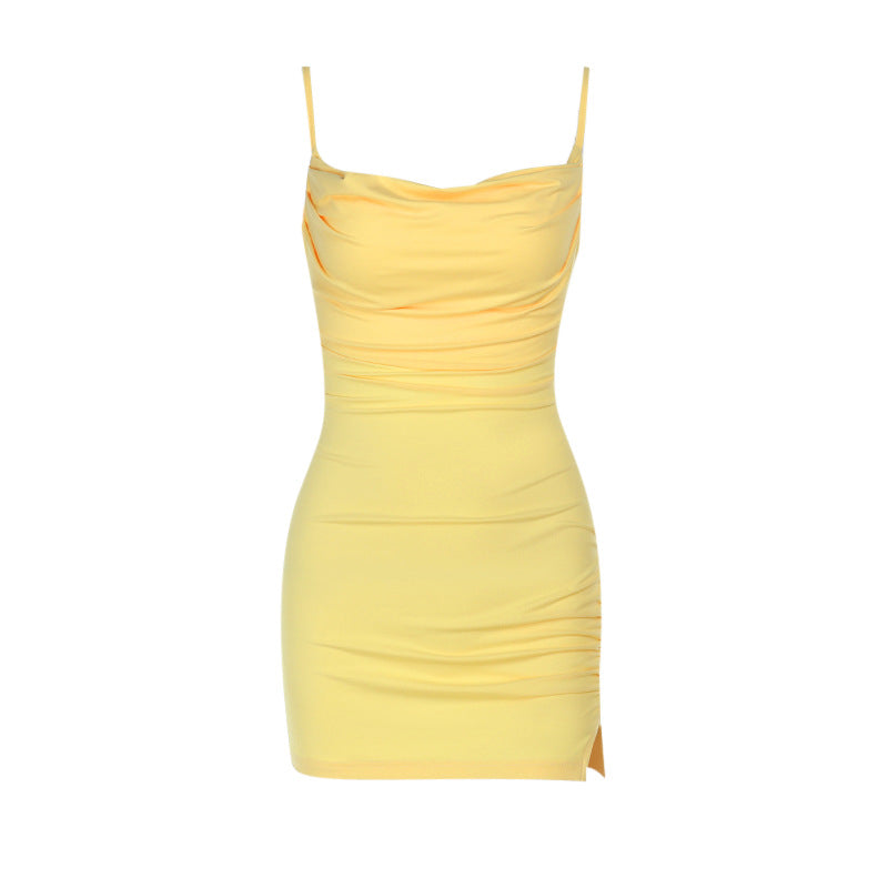 Damen Figurumspielendes Strandkleid mit trägerlosem Design und asymmetrischem Saum EB