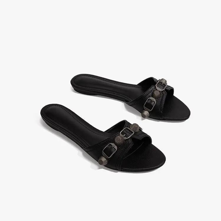 Damen modische Pantoletten mit elegantem Kettendetail R&B