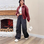 Damen Trendige Oversize-Jacke mit voluminösen Ärmeln und Reißverschluss R&B