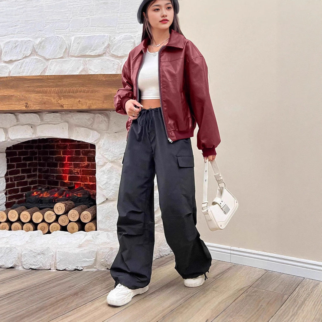 Damen Trendige Oversize-Jacke mit voluminösen Ärmeln und Reißverschluss R&B