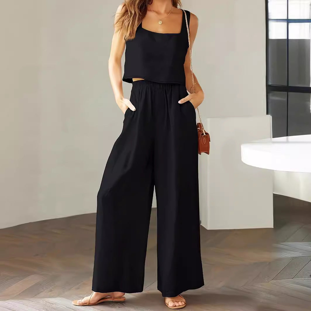 Damen Lässiger Jumpsuit mit weiten Beinen und praktischen Taschen R&B
