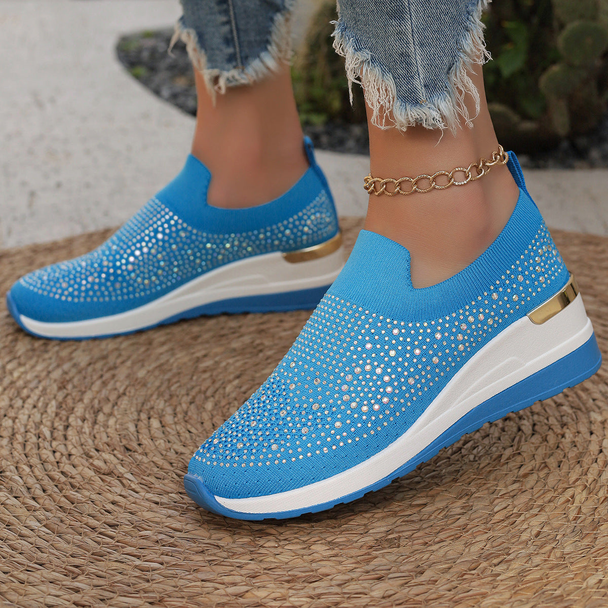 Damen Glitzernde Slip-On Sneakers mit gepolsterter Sohle R&B