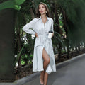 Damen Hemdkleid mit gestreiftem Design und Taillengürtel EB