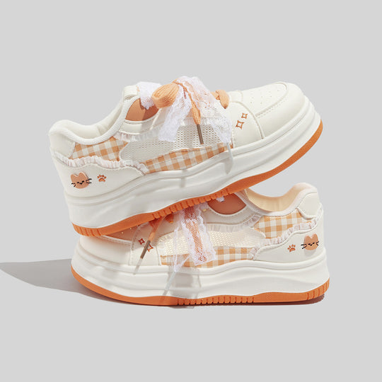 Damen Sportliche Sneakers mit verspielten Rüschen und trendigem Schnürsystem R&B