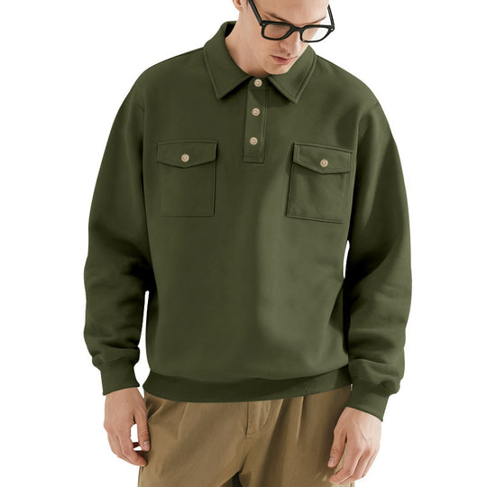 Herren lässiger Pullover mit praktischen Pattentaschen R&B