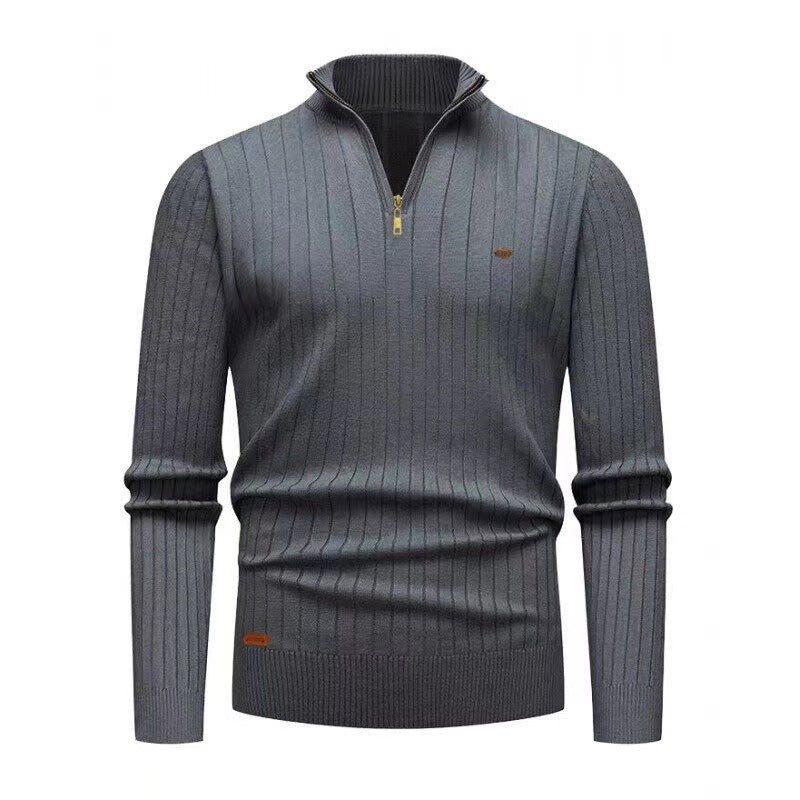 Herren Pullover mit modernem Reißverschluss und Rippenstruktur R&B